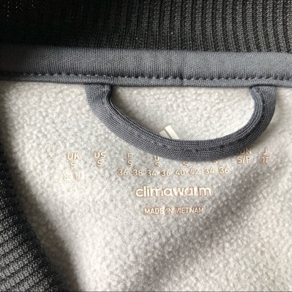 Adidas Climawarm Zip Up Track Jacket Fleece Lined Gray Zip Up Sweatshirt S - Picture 8 of 10
